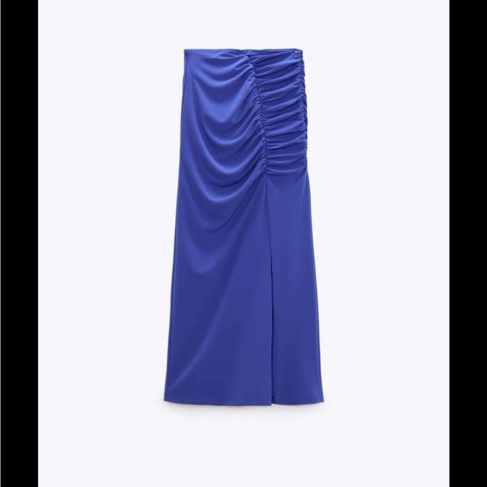 Zara Blue Draped Midi Skirt - Picture 3 of 8